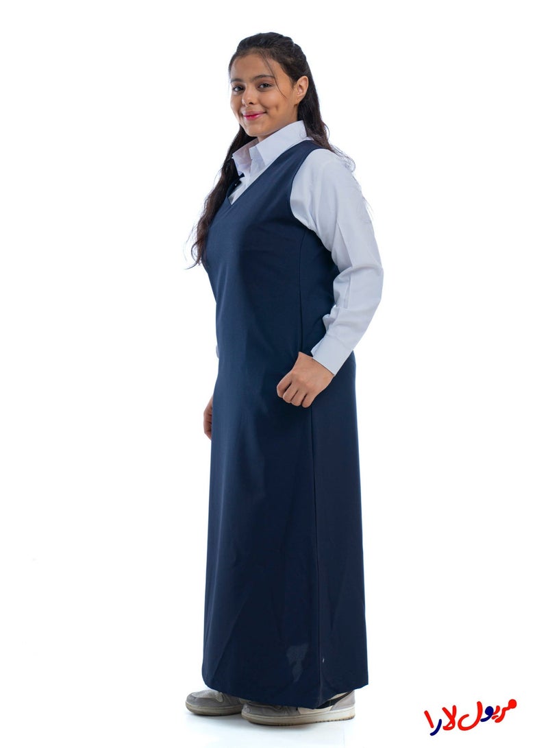 مريول لارا مريول كحلي مدرسي ثانوي رسمي – زي مدرسي للبنات مناسب للمدارس الأهلية ( قطعة واحدة) - Image 3