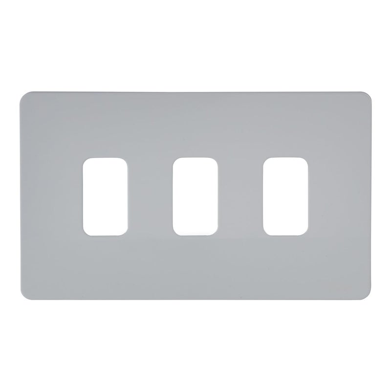 Schneider Electric 3 Gang Screwless Grid Front Plate