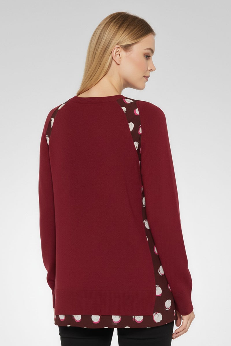 STELLA MCCARTNEY Women Round Neck Long Sleeves Textured Sweater, Maroon - Image 4