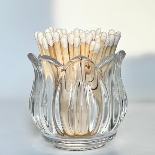 stablerice Match Holder with Striker x 3, Glass Matches Holders for 3.5 Inch,Match Box,Matchstick Holder Jar for Scented Candle on Dining Table Fireplace Bathroom Decoration, Not Include Matches - Image 1