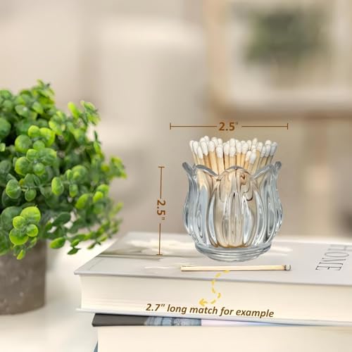 stablerice Match Holder with Striker x 3, Glass Matches Holders for 3.5 Inch,Match Box,Matchstick Holder Jar for Scented Candle on Dining Table Fireplace Bathroom Decoration, Not Include Matches - Image 3