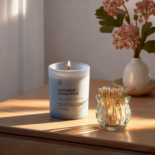 stablerice Match Holder with Striker x 3, Glass Matches Holders for 3.5 Inch,Match Box,Matchstick Holder Jar for Scented Candle on Dining Table Fireplace Bathroom Decoration, Not Include Matches - Image 2