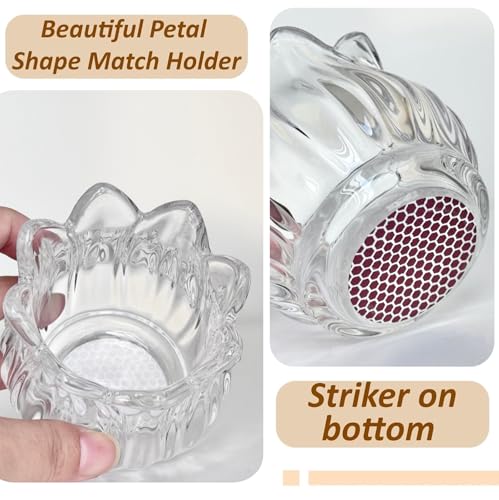 stablerice Match Holder with Striker x 3, Glass Matches Holders for 3.5 Inch,Match Box,Matchstick Holder Jar for Scented Candle on Dining Table Fireplace Bathroom Decoration, Not Include Matches - Image 4