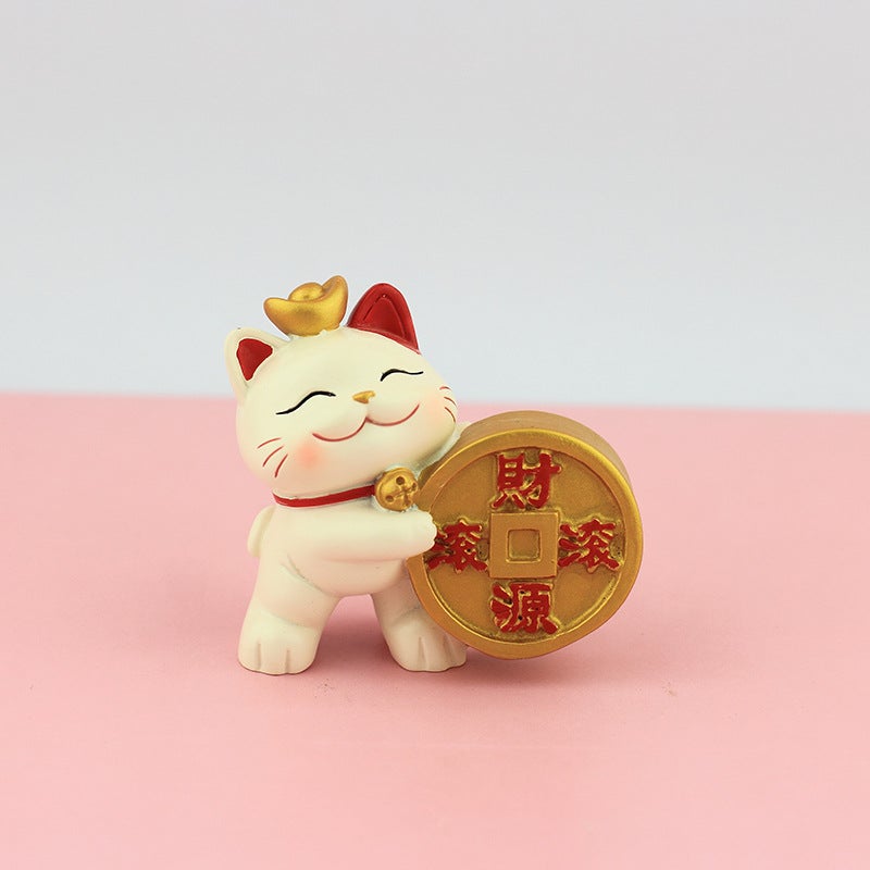 Generic Creative shake head lucky cat car decoration hand resin doll home desk decoration opening gift 8043 National Tide Cat (Money Rolling)