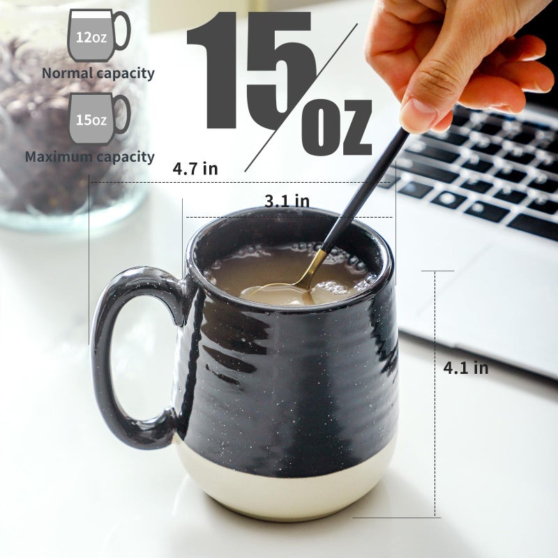 Hasense Ceramic Coffee Mugs Set of 6, 15 oz Large Porcelain Mugs with Handle for Women Men, Colorful Coffee Cups for Latte, Tea, Cappuccino, Microwave & Dishwasher Safe - Image 2