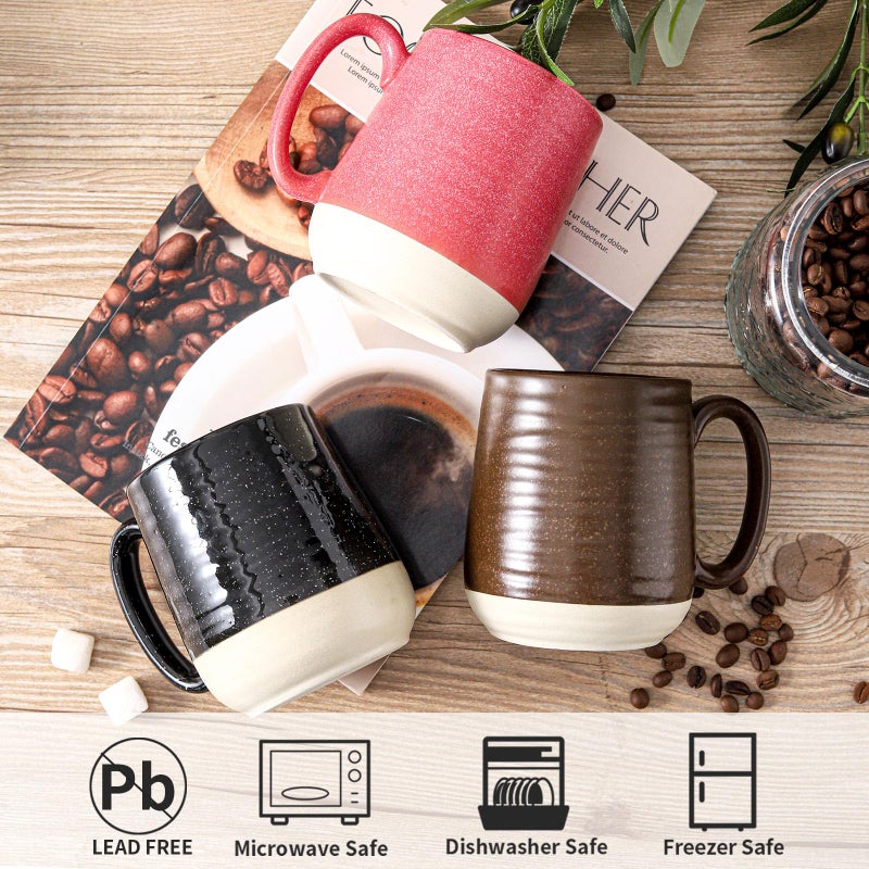 Hasense Ceramic Coffee Mugs Set of 6, 15 oz Large Porcelain Mugs with Handle for Women Men, Colorful Coffee Cups for Latte, Tea, Cappuccino, Microwave & Dishwasher Safe - Image 5