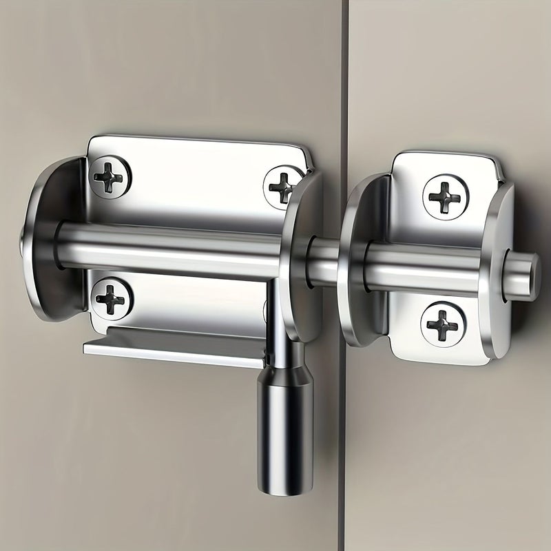 Silvery Stainless Steel Half Round Latch Sliding Bolt Lock for Wardrobe Garden Interior Exterior Door - Image 4