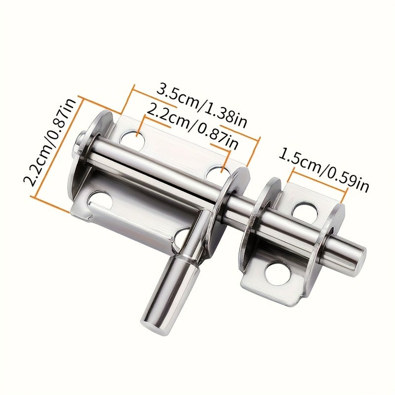 Silvery Stainless Steel Half Round Latch Sliding Bolt Lock for Wardrobe Garden Interior Exterior Door - Image 3