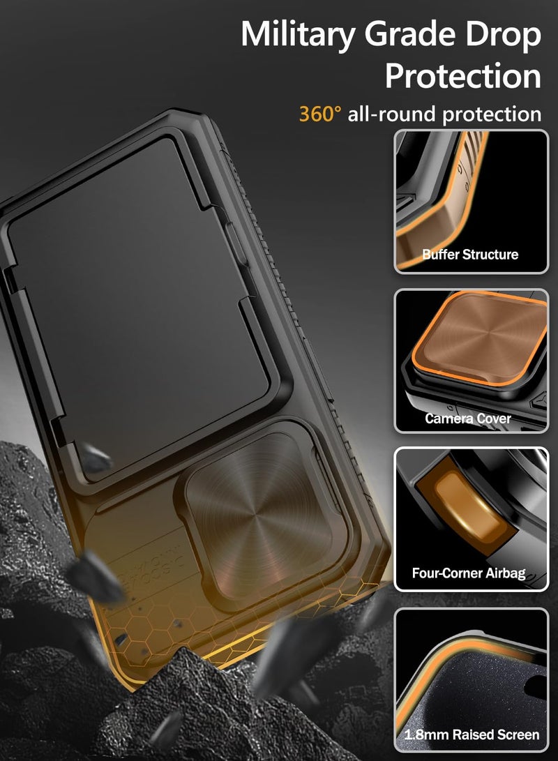 Vihibii for iPhone 15 Pro Case with Card Holder (4 Cards) & Slide Camera Cover & Kickstand, Shockproof Rugged Hard Back & TPU Soft Edge Wallet Phone Case for iPhone 15 Pro 5G 6.1" 2023, Black - Image 5