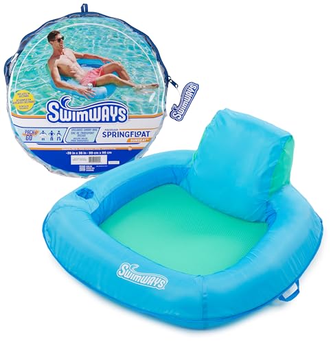 SwimWays Spring Float Premium SunSeat Pool Chairs Inflatable Pool Floats Adult with Fast Inflation for Ages 15 Up Sky Blue - Image 1
