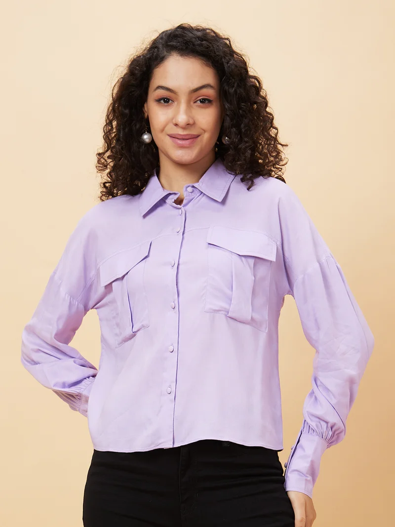 globus Globus Women Spread Collar Cuffed Sleeves Shirt