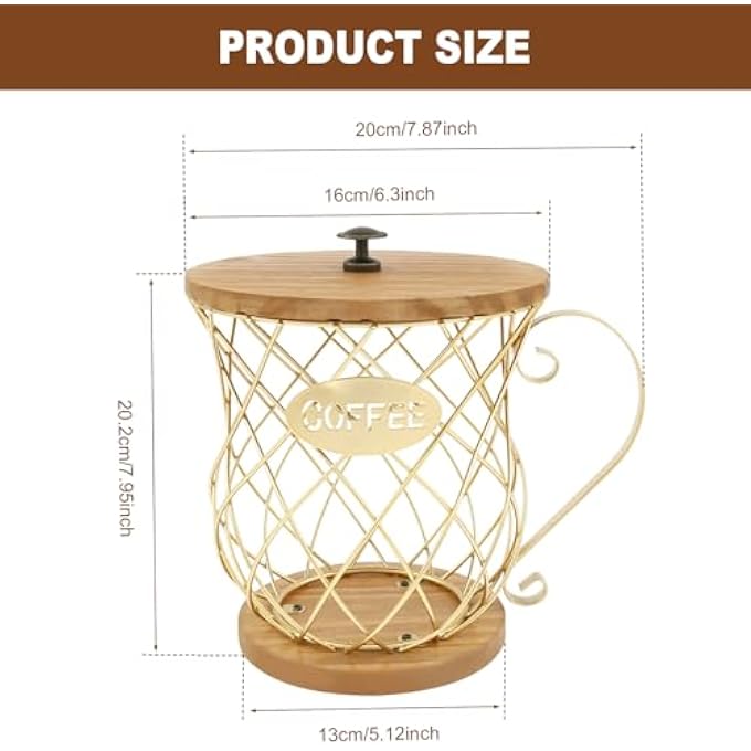 Unity 1Pcs Coffee Pod Organzier Holder Espresso Capsules Holder With Lid And Handle  Large Capacity Coffee Capsules Holder For Home Office Countertop DecorGold - Image 4