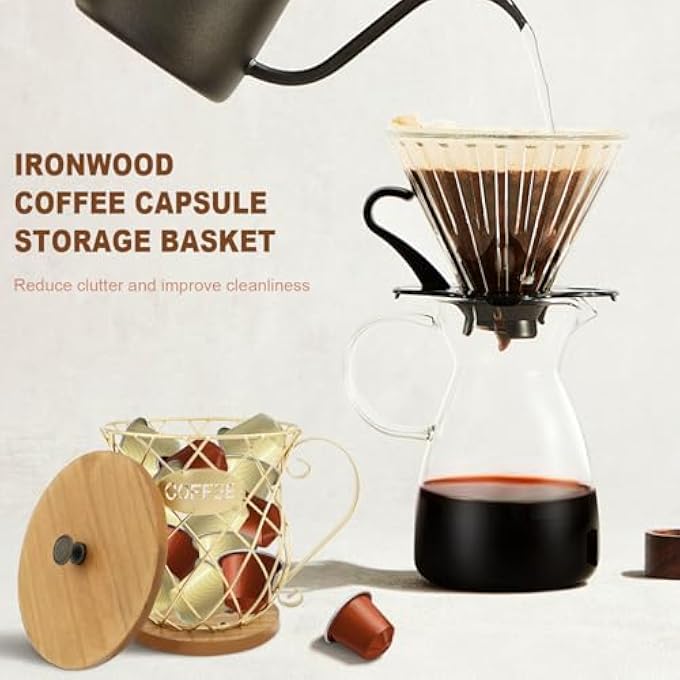 Unity 1Pcs Coffee Pod Organzier Holder Espresso Capsules Holder With Lid And Handle  Large Capacity Coffee Capsules Holder For Home Office Countertop DecorGold - Image 3
