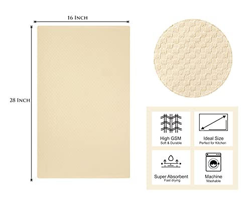 COTTON CRAFT Amazing Kitchen Towels - Set of 8 Terry Towels - 100% Cotton Euro Café Waffle Weave Dish Towel Set - Soft Absorbent Quick Dry Low Lint Reusable Pantry Bar Cleaning Cloth - 16 x 28 - Ivory - Image 2
