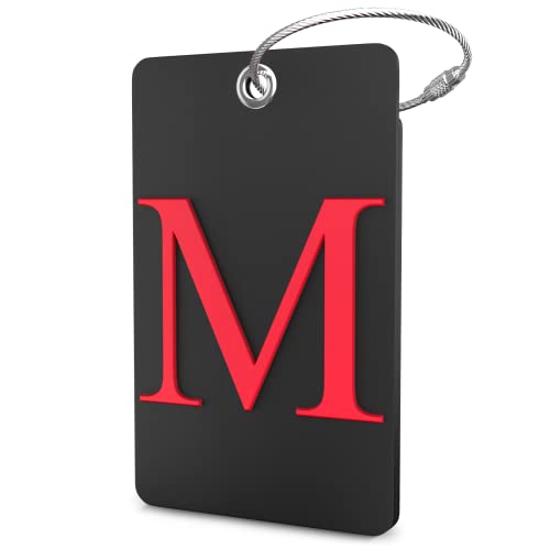 Shacke Luggage Tag Initial - Fully Bendable Tag w/Stainless Steel Loop - Black (Letter M) - Image 1
