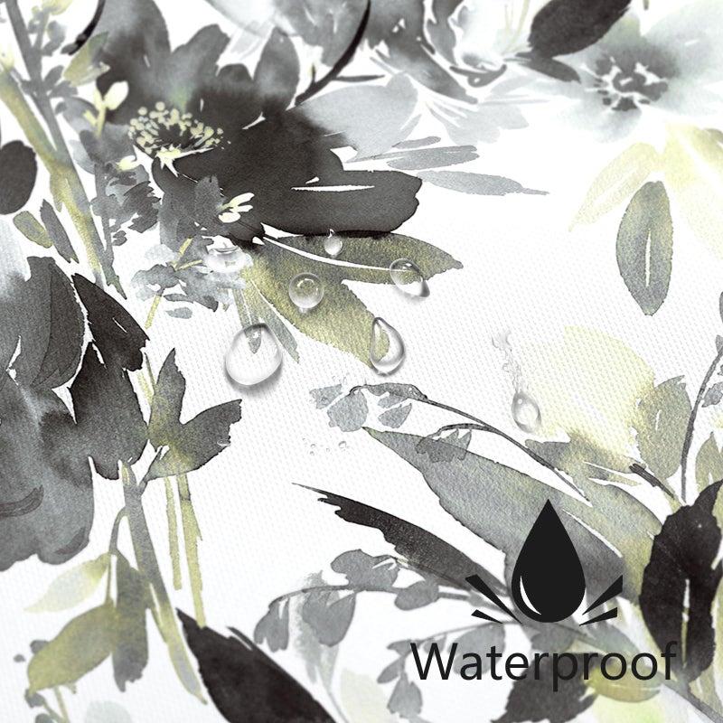 MAYZUS Grey Shower Curtain  Watercolor Black Floral Shower Curtain for Bathroom  Modern Abstract Flower Decorative Fabric Shower Curtain Set with Hooks 72x72 - Image 3