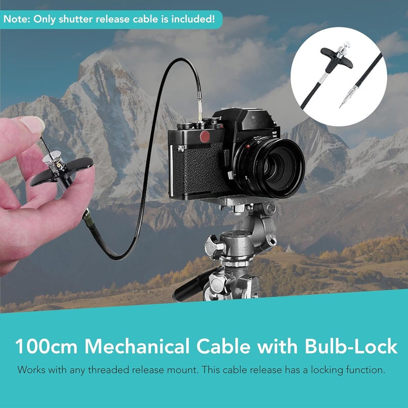 FotoTech 100cm Mechanical Shutter Release Cable with Bulb-Lock Compatible with Nikon Df/ F80/ F4/ FM2/ F3/ FE/ FM3a, Fujifilm X-E3/X-Pro2/X10/X100/X-PRO1/X-E1/DF-1, Leica M6/M8/AE-1,Minolta SRT-200 - Image 2