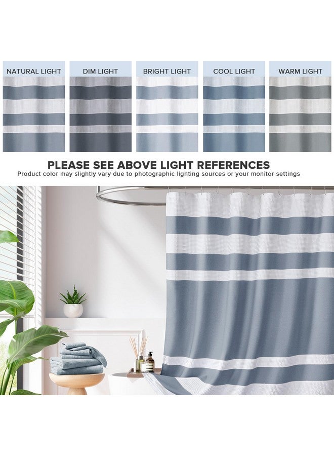madison park Madison Park Spa Waffle Shower Curtain Pieced Fabric with 3M Scotchgard Moisture Management, Premium Spa Quality Modern Shower Curtains for Bathroom, Standard 72x72, Indigo Blue  - Image 4