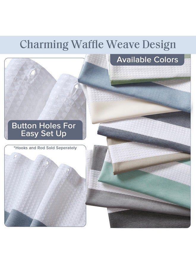 madison park Madison Park Spa Waffle Shower Curtain Pieced Fabric with 3M Scotchgard Moisture Management, Premium Spa Quality Modern Shower Curtains for Bathroom, Standard 72x72, Indigo Blue  - Image 3