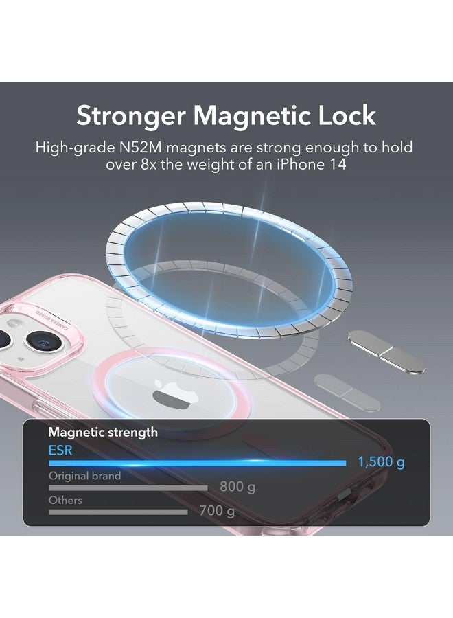 ESR ESR Classic Hybrid Case (HaloLock) - MagSafe Compatible, Shockproof Military-Grade Protection for iPhone 14/13, Clear Pink  - Image 4