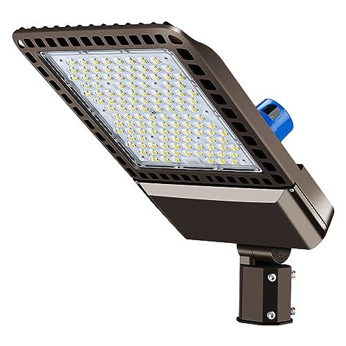 Juyace 300W LED Parking Lot Light with Slip Fitter Mount Pole Flood 5000K IP65 Waterproof Commercial Street Dusk to Dawn Photocell Lighting 100-277V - Image 1