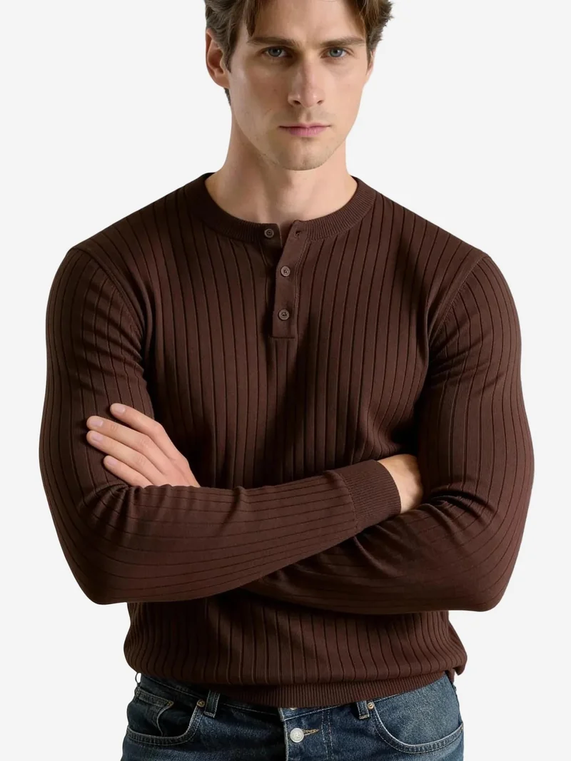GIESTO Slim Fit Long Sleeve Button Collar T-Shirt