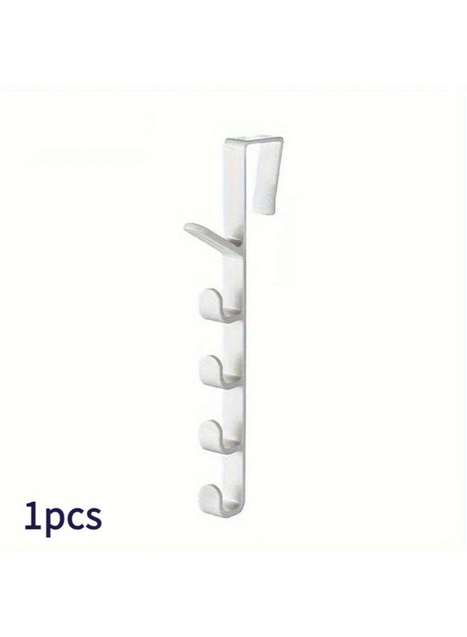White Over The Door Plastic Hanger ABS Space Saving Hook Rack For Clothes Bags Towels - Image 1