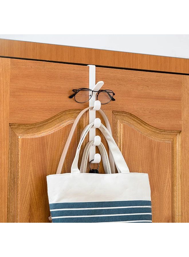 White Over The Door Plastic Hanger ABS Space Saving Hook Rack For Clothes Bags Towels - Image 3