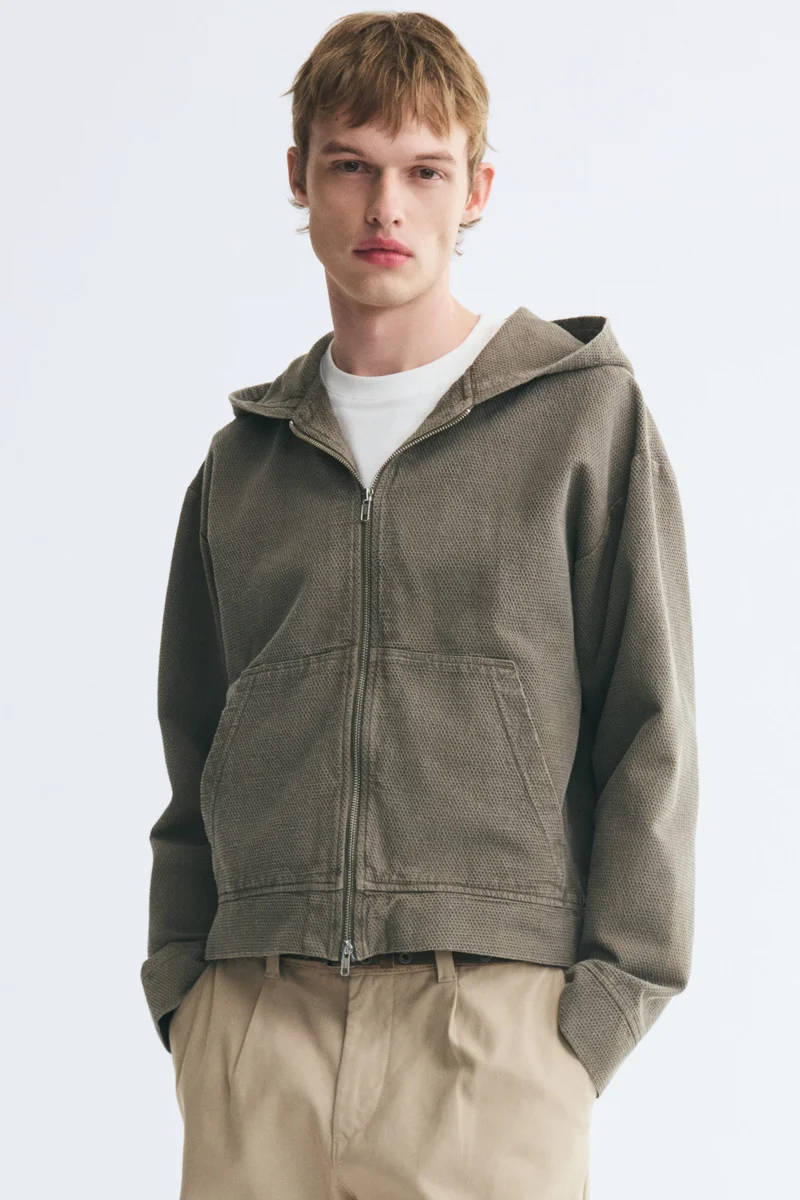 Hooded zip-through overshirt