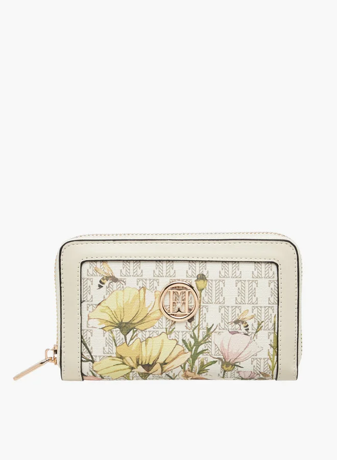 ايل Floral Print Zip Around Wallet