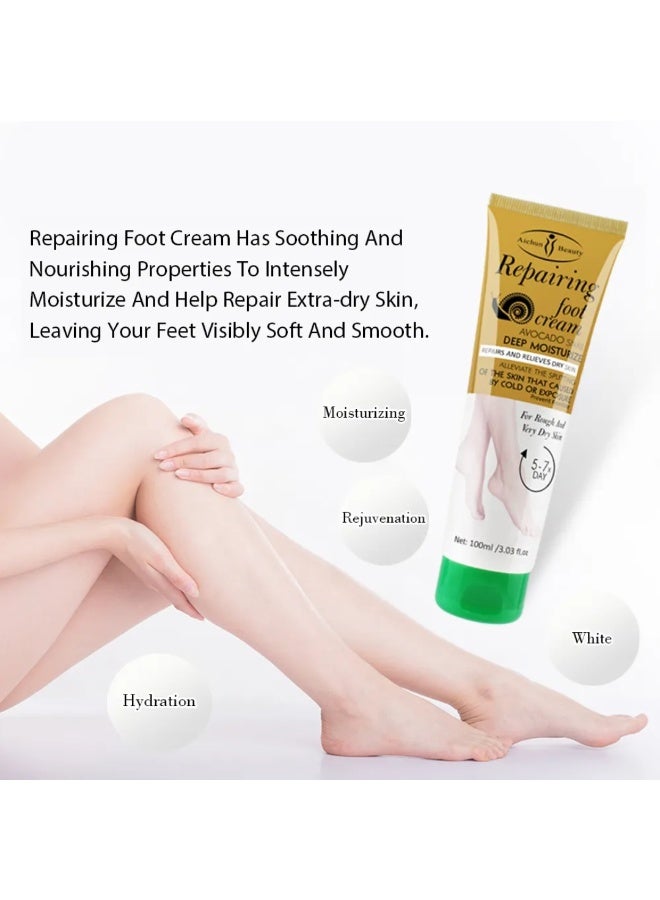 Aichun beauty 100ML Repairing Foot Cream with Avocado And Snail Deep Moisturizing Repairing Relieve Dry Skin Foot Care Cream for Rough And Very Dry Skin Repair Cracked Heels - Image 4