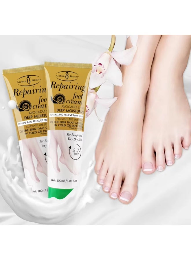 Aichun beauty 100ML Repairing Foot Cream with Avocado And Snail Deep Moisturizing Repairing Relieve Dry Skin Foot Care Cream for Rough And Very Dry Skin Repair Cracked Heels - Image 2