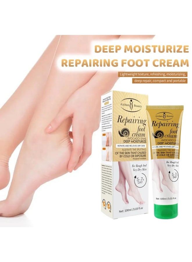 Aichun beauty 100ML Repairing Foot Cream with Avocado And Snail Deep Moisturizing Repairing Relieve Dry Skin Foot Care Cream for Rough And Very Dry Skin Repair Cracked Heels - Image 3