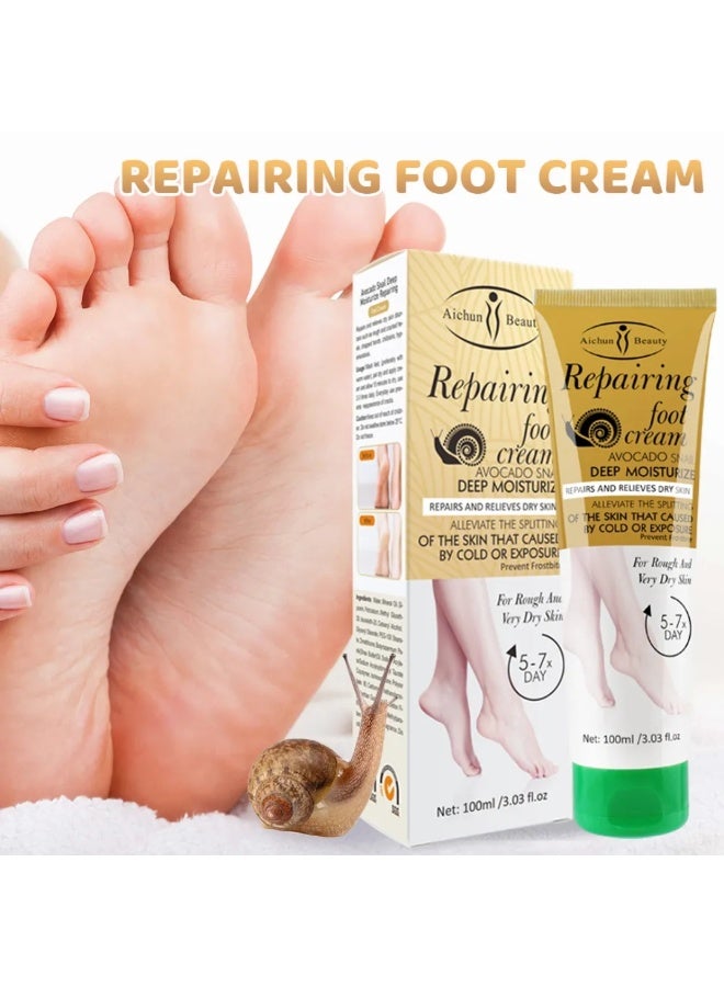 Aichun beauty 100ML Repairing Foot Cream with Avocado And Snail Deep Moisturizing Repairing Relieve Dry Skin Foot Care Cream for Rough And Very Dry Skin Repair Cracked Heels - Image 5