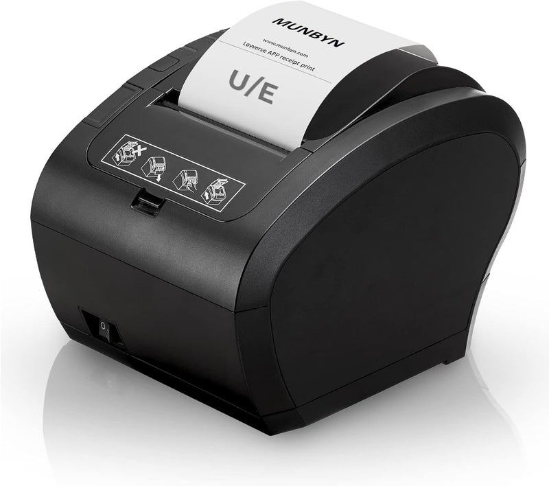MUNBYN POS Printer, Receipt Printer USB Ethernet 80MM Thermal Printer P047, Impresora térmica, Black Supermarket POS Kitchen Printer with Auto Cutter Support Cash Drawer ESC/POS Windows System - Image 1