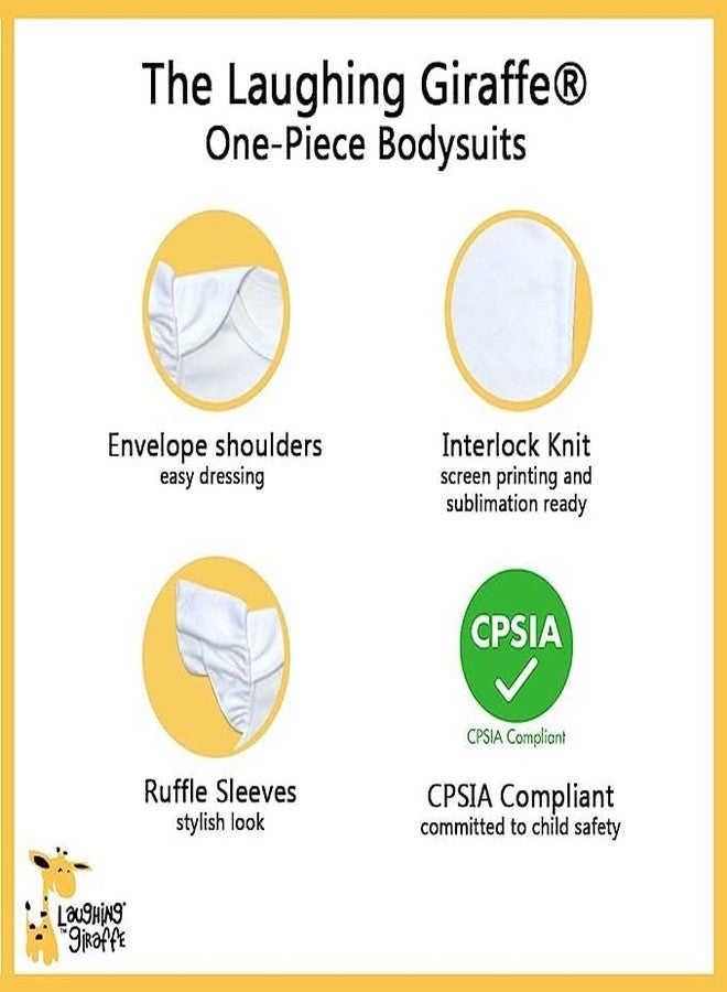 Laughing Giraffe Baby Girl Blank Flutter Short Sleeve One Piece Bodysuit White (18-24 Months) - Image 3