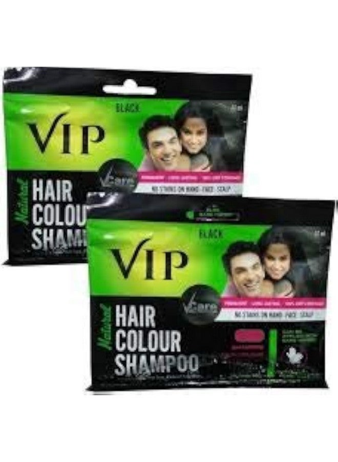 VIP 3 in 1 Hair Color Shampoo 240ml (Pack of 6) (Black) | Ammonia Free Instant Hair Colour Can be Applied With Bare Wet hands on Hairs, Mustache, Beard, Chest & hands - Image 1
