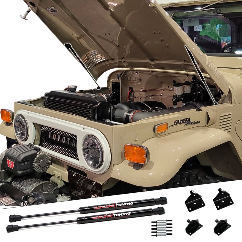 Redline Tuning 212700202 Hood QuickLIFT Plus System Compatible with Toyota Land Cruiser FJ40 19631982 All Black Components