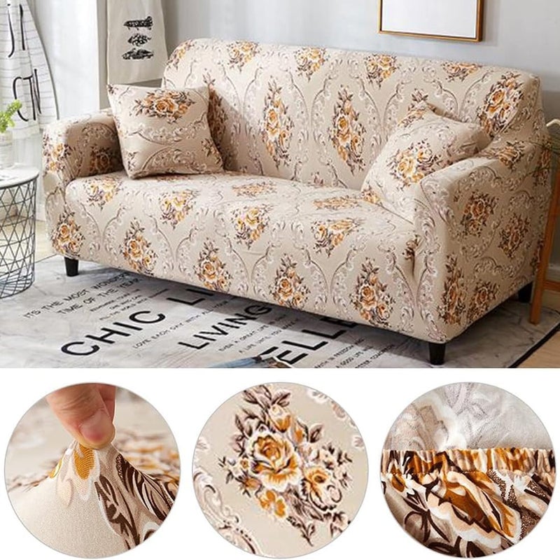 B BESTILO Universal Sofa Cover Big Elasticity Cover for Couch Flexible Stretch Sofa Cover220 GSM Floral 5 Seater Multicolor - Image 4