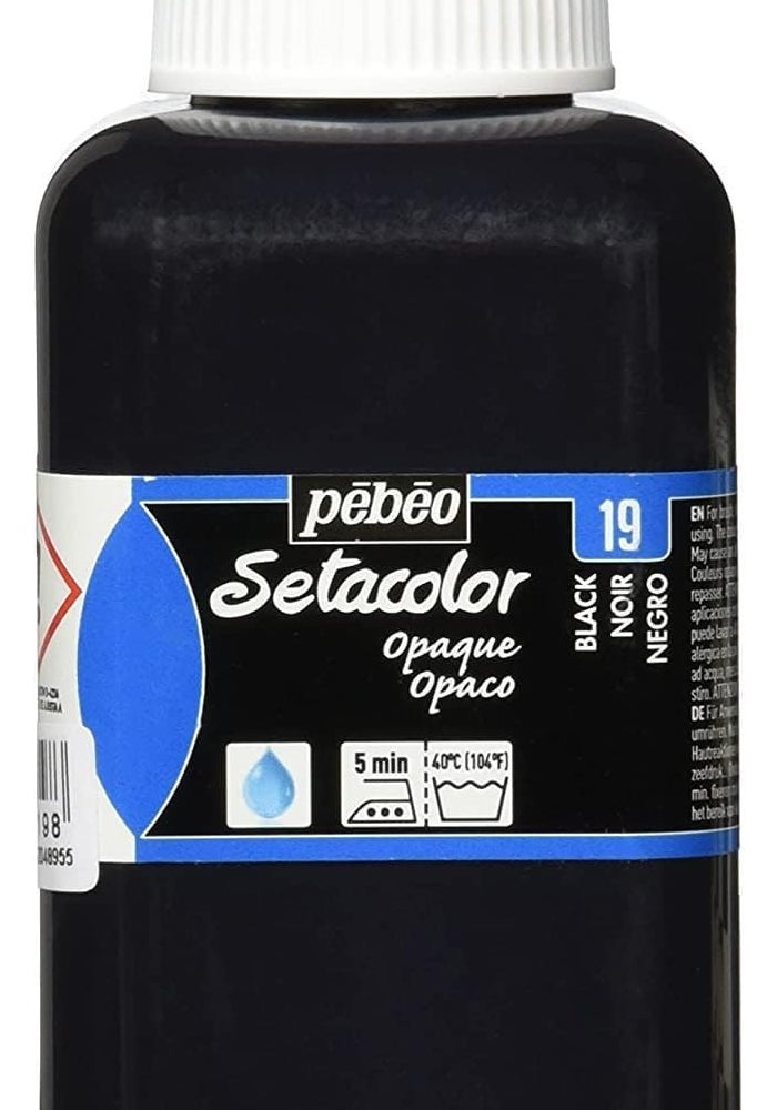 Pebeo Setacolor Opaque Fabric Paint - 250ml Bottle in Black - Image 1