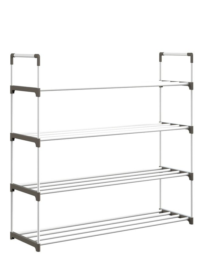 Home-Complete Shoe Rack – 4-Tier Shoe Organizer for Closet, Bathroom, Entryway – Shelf Holds 20 Pairs of Sneakers, Heels, and Boots (White) - Image 1