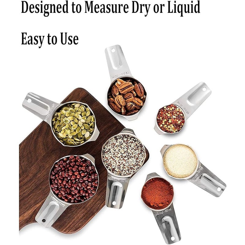 CozyKit Measuring Cups Stainless Steel 7 Piece Stackable Set for Dry or Liquid Ingredients Measurement - Kitchen Gadgets & Utensils Metal Measuring Cups Best for Cooking & Baking - Image 4
