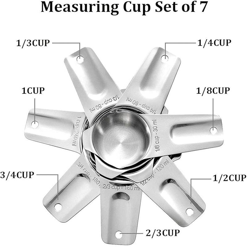 CozyKit Measuring Cups Stainless Steel 7 Piece Stackable Set for Dry or Liquid Ingredients Measurement - Kitchen Gadgets & Utensils Metal Measuring Cups Best for Cooking & Baking - Image 2