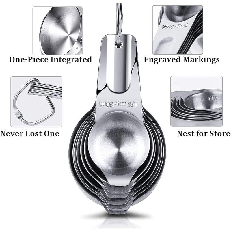 CozyKit Measuring Cups Stainless Steel 7 Piece Stackable Set for Dry or Liquid Ingredients Measurement - Kitchen Gadgets & Utensils Metal Measuring Cups Best for Cooking & Baking - Image 3