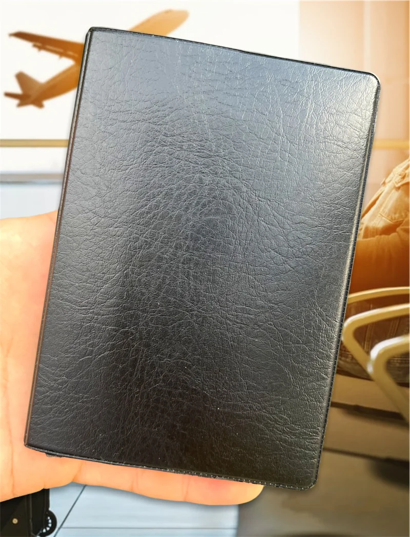 جيمبو 2 Pieces Black and Purple Double Passport Case Vinlex Leather Passport Holder with Extra Pocket Universal New Type