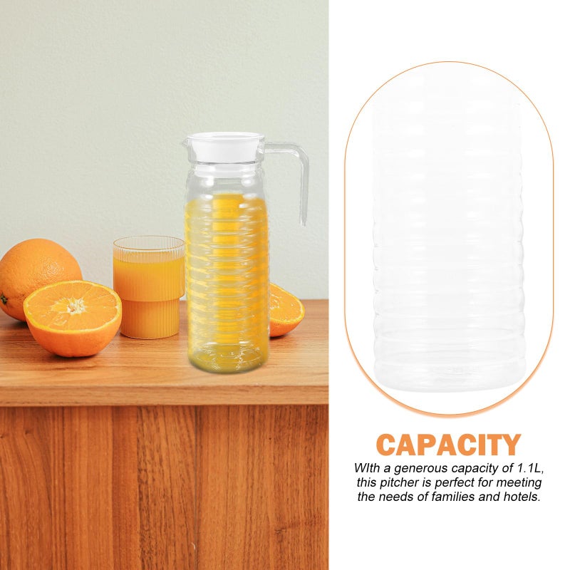 Thick Acrylic Juice Pitcher with Lid 1.1L Clear Beverage Jug for Fridge Cold Water Storage - Image 4