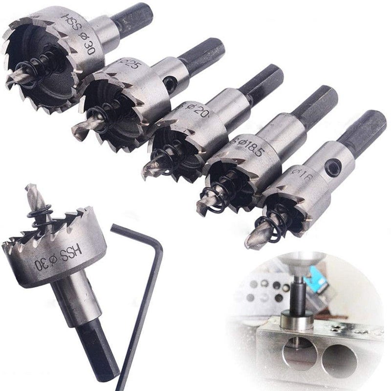 ChgImposs 5Pcs 16-30mm 5/8-Inch to 1-3/16 Inch HSS Hole Saw Cutter, Drill Bits Set Heavy Duty Tool Kit for Stainless Steel, Aluminum Alloy, Plastic and Wood - Image 2