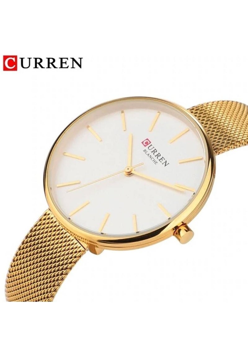 CURREN - Women's Waterproof Simple Stainless Steel Mesh Band Quartz Watch 9042 - Image 1