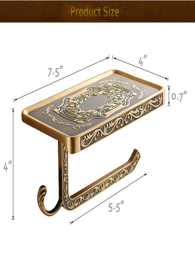 Fredysu Bronze Toilet Paper Holder, Antique Brass Toilet Paper Towel Holder, Premium Wall Mounted Bathroom Paper Holde with Shelf and Hook - Image 5