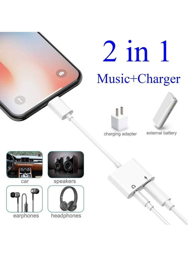 3.5 mm Headphone Jack & Charger Cable for iPhone Adapter, 2 in 1 Aux Cable Connector, for iPhone 12/11/11 Pro/XR/XS Max/X/8/7